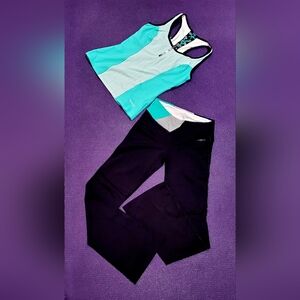 BebeSport Logo 2-PC Set Blk/Teal/Wht Tank Top & Pants - XS/S